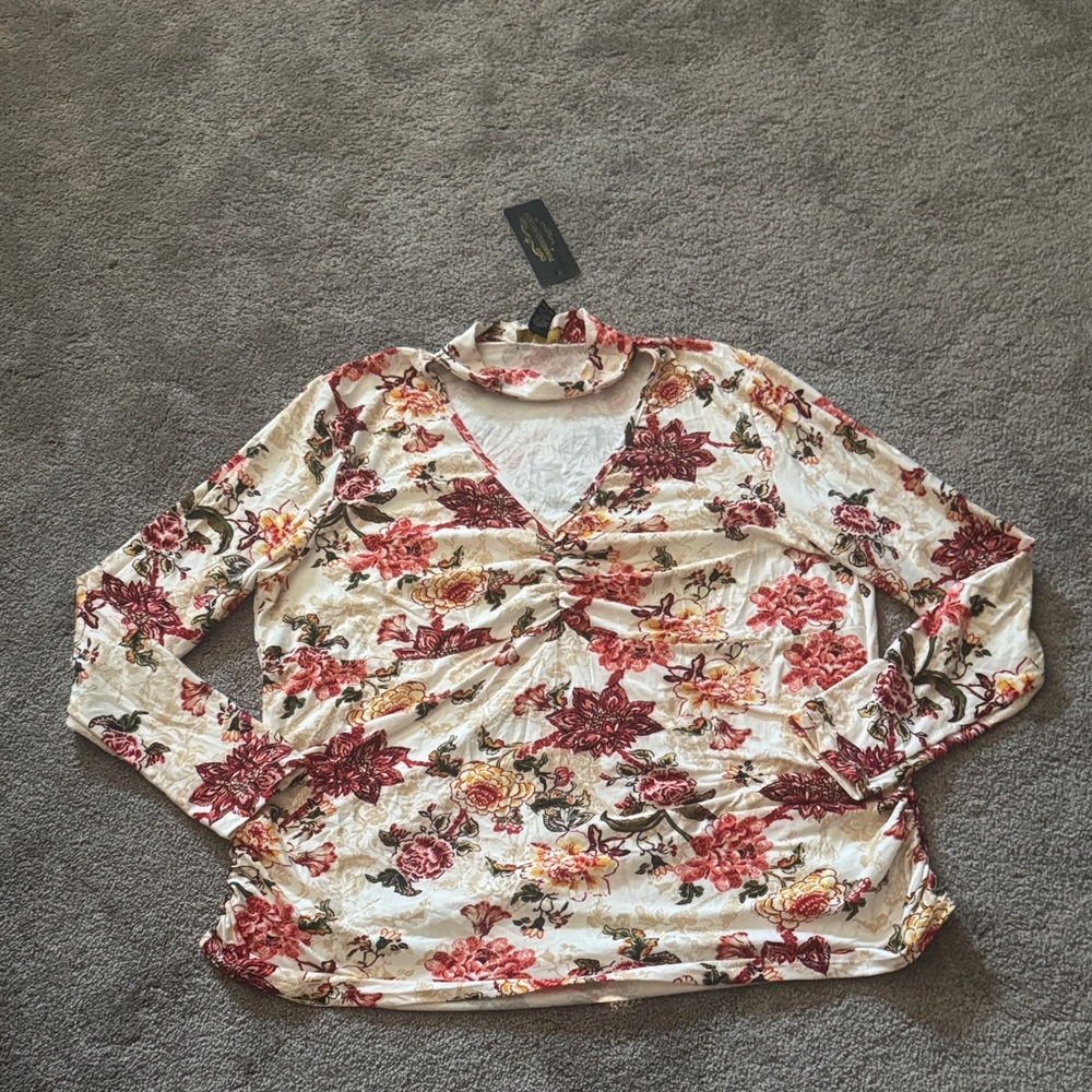Forbidden Society Floral Choker Blouse SIZE 2X